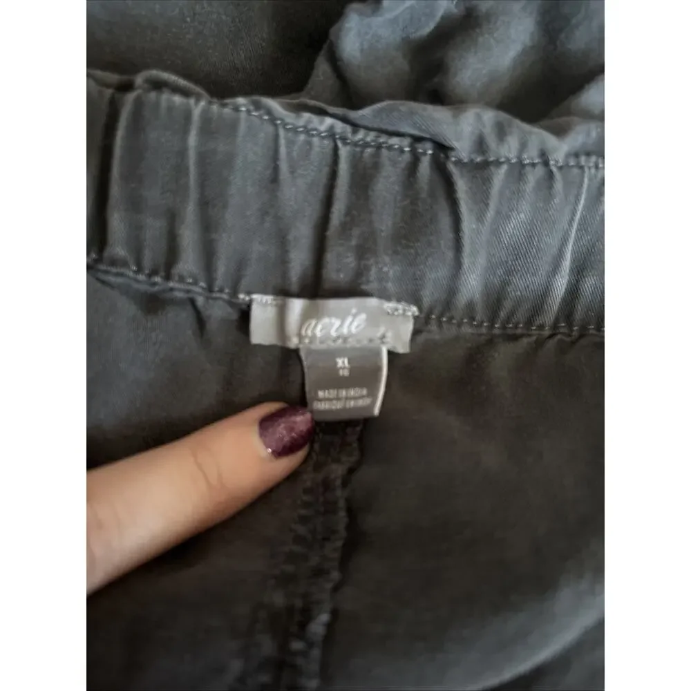 Aerie Women's Dark Grey Chambray Paperbag Shorts Size XL